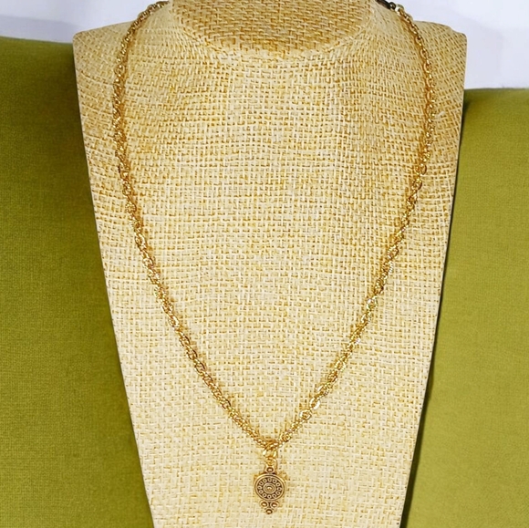 Gold Choker Collar Pendant Necklace Boho Bold Whimsigoth Viking Shield 90s 1990s - Picture 2 of 11